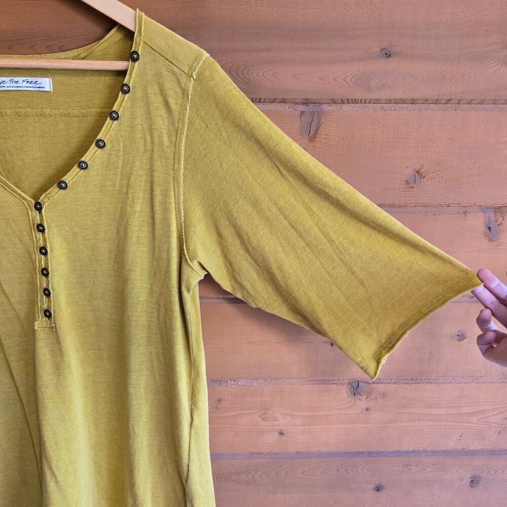 Free People Top Morgan Henley Tunic Vneck Alchemy Blouse Shirt Boho Granola Med - Picture 4 of 7